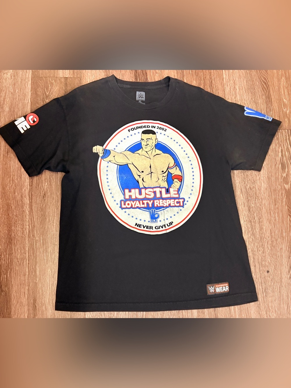 WWE Vintage 2002 John Cena Hustle Loyalty Respect black graphic t-shirt Size XL